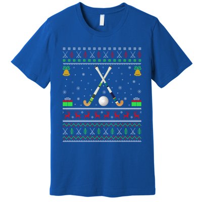 Funny Field Hockey Lover Xmas Ugly Field Hockey Christmas Gift Premium T-Shirt