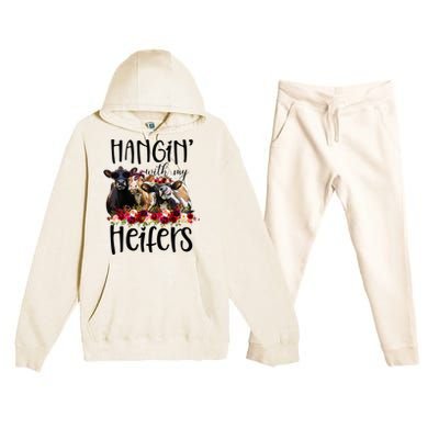 Funny Floral Heifer Hanging With My Heifer Cow Castle Farmer Premium Hooded Sweatsuit Set