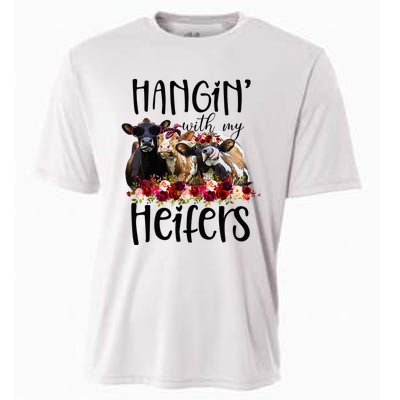 Funny Floral Heifer Hanging With My Heifer Cow Castle Farmer Cooling Performance Crew T-Shirt