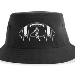 Funny Football Heartbeat American Football Player Sustainable Bucket Hat