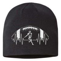 Funny Football Heartbeat American Football Player Sustainable Beanie