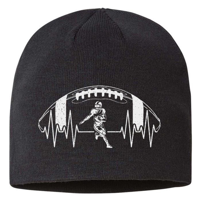 Funny Football Heartbeat American Football Player Sustainable Beanie