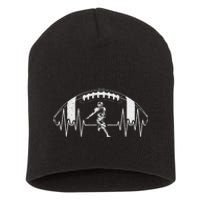 Funny Football Heartbeat American Football Player Short Acrylic Beanie