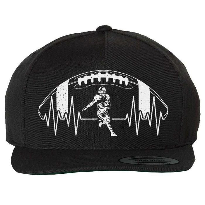 Funny Football Heartbeat American Football Player Wool Snapback Cap