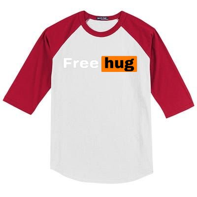 Funny Free Hug Logo Meme Kids Colorblock Raglan Jersey