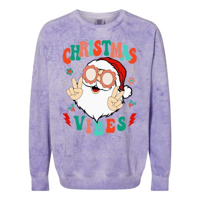 Funky Festive Holiday Santa Claus Vibes Colorblast Crewneck Sweatshirt