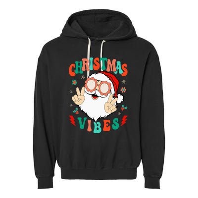 Funky Festive Holiday Santa Claus Vibes Garment-Dyed Fleece Hoodie