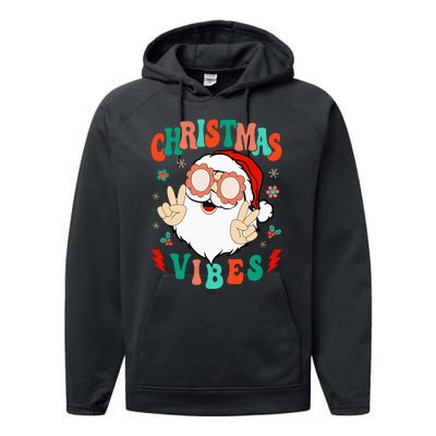 Funky Festive Holiday Santa Claus Vibes Performance Fleece Hoodie