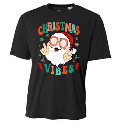 Funky Festive Holiday Santa Claus Vibes Cooling Performance Crew T-Shirt