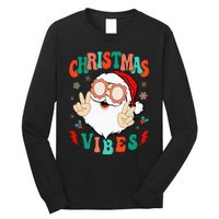 Funky Festive Holiday Santa Claus Vibes Long Sleeve Shirt