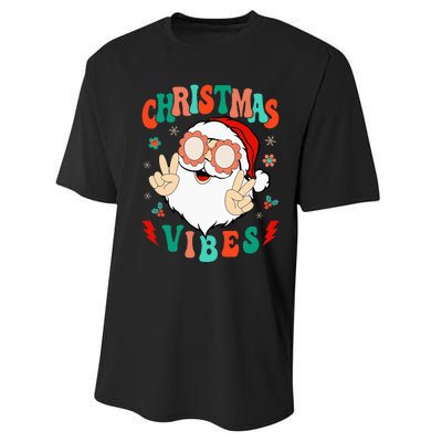 Funky Festive Holiday Santa Claus Vibes Performance Sprint T-Shirt