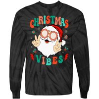 Funky Festive Holiday Santa Claus Vibes Tie-Dye Long Sleeve Shirt