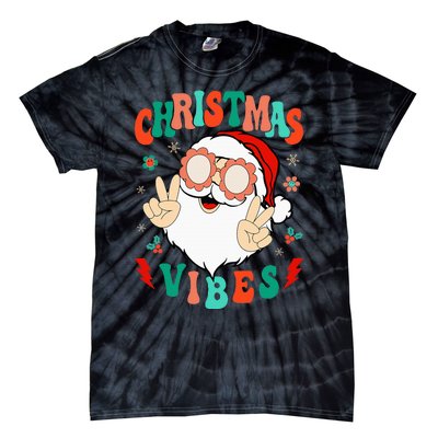 Funky Festive Holiday Santa Claus Vibes Tie-Dye T-Shirt