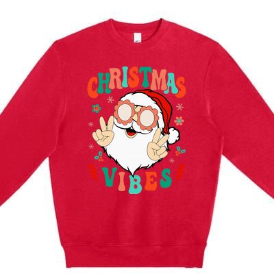 Funky Festive Holiday Santa Claus Vibes Premium Crewneck Sweatshirt