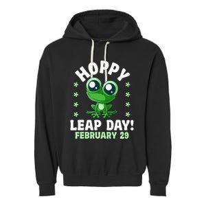 Funny Frog Hoppy Leap Day February 29 Birthday Leap Year Garment-Dyed Fleece Hoodie