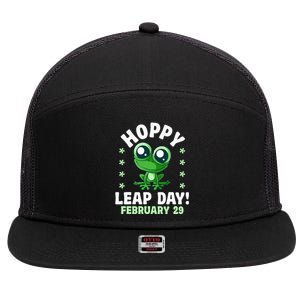 Funny Frog Hoppy Leap Day February 29 Birthday Leap Year 7 Panel Mesh Trucker Snapback Hat