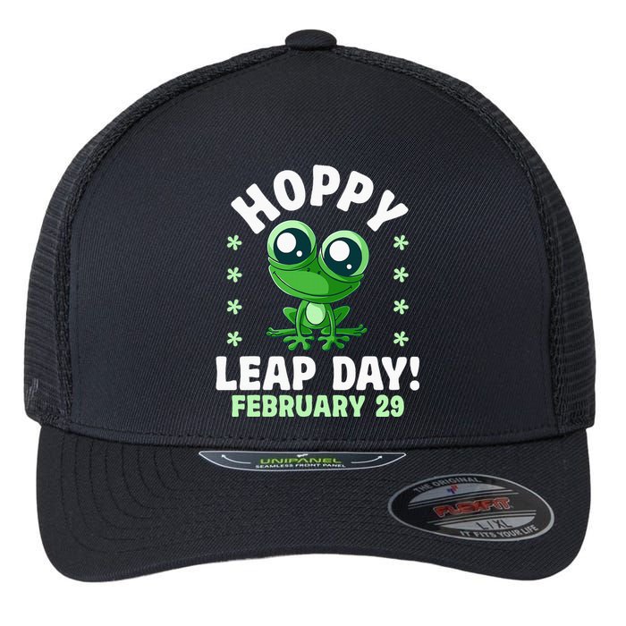 Funny Frog Hoppy Leap Day February 29 Birthday Leap Year Flexfit Unipanel Trucker Cap