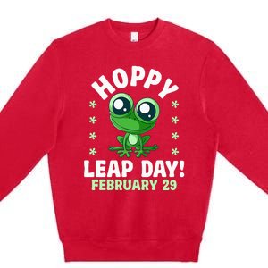 Funny Frog Hoppy Leap Day February 29 Birthday Leap Year Premium Crewneck Sweatshirt