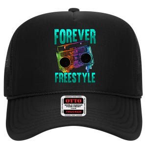 Forever Freestyle Hip Hop Old School Boombox High Crown Mesh Back Trucker Hat