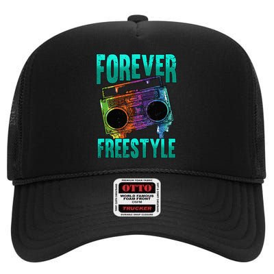 Forever Freestyle Hip Hop Old School Boombox High Crown Mesh Back Trucker Hat