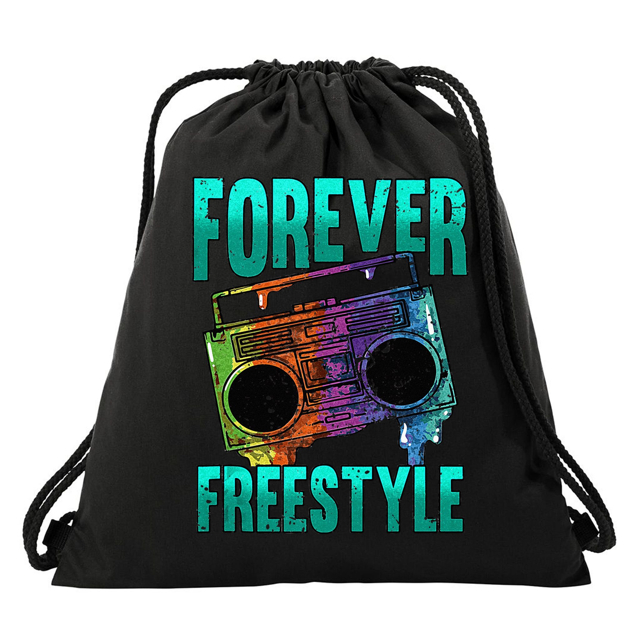 Forever Freestyle Hip Hop Old School Boombox Drawstring Bag