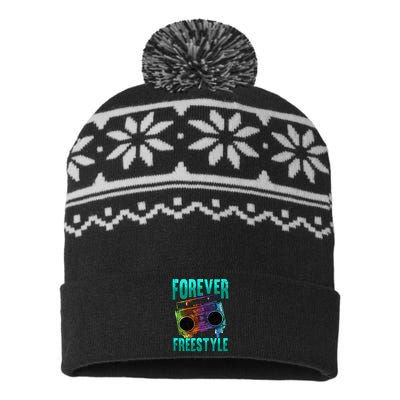 Forever Freestyle Hip Hop Old School Boombox USA-Made Snowflake Beanie