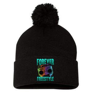 Forever Freestyle Hip Hop Old School Boombox Pom Pom 12in Knit Beanie