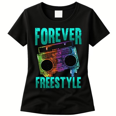 Forever Freestyle Hip Hop Old School Boombox Womens T-Shirt