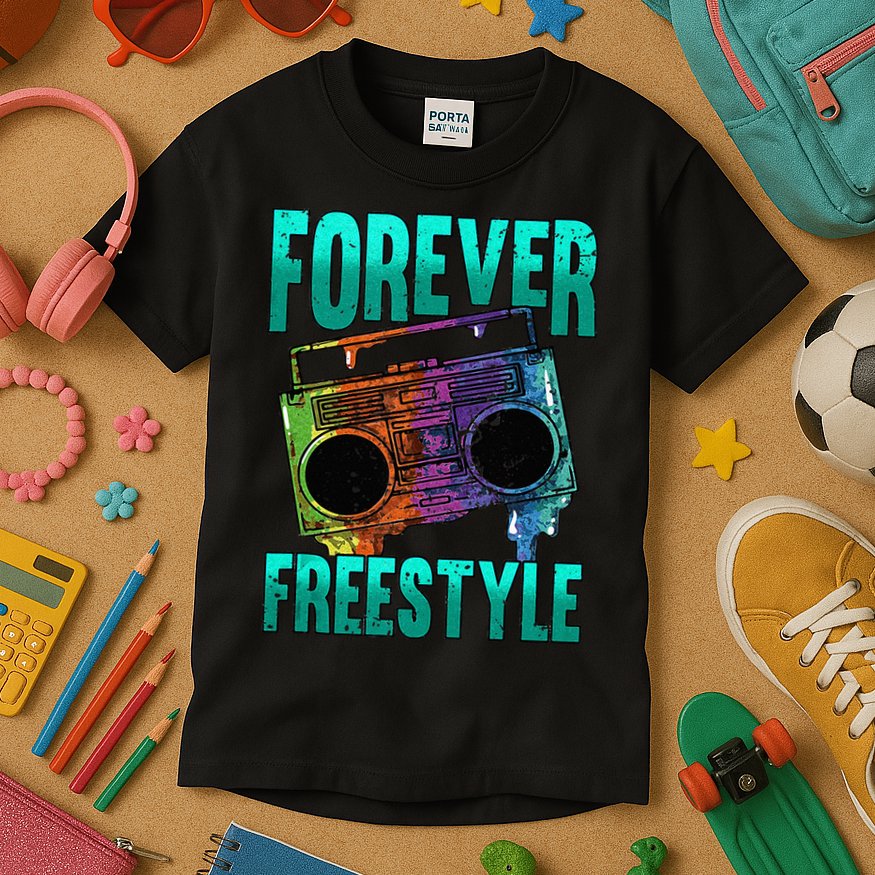 Forever Freestyle Hip Hop Old School Boombox Kids T-Shirt