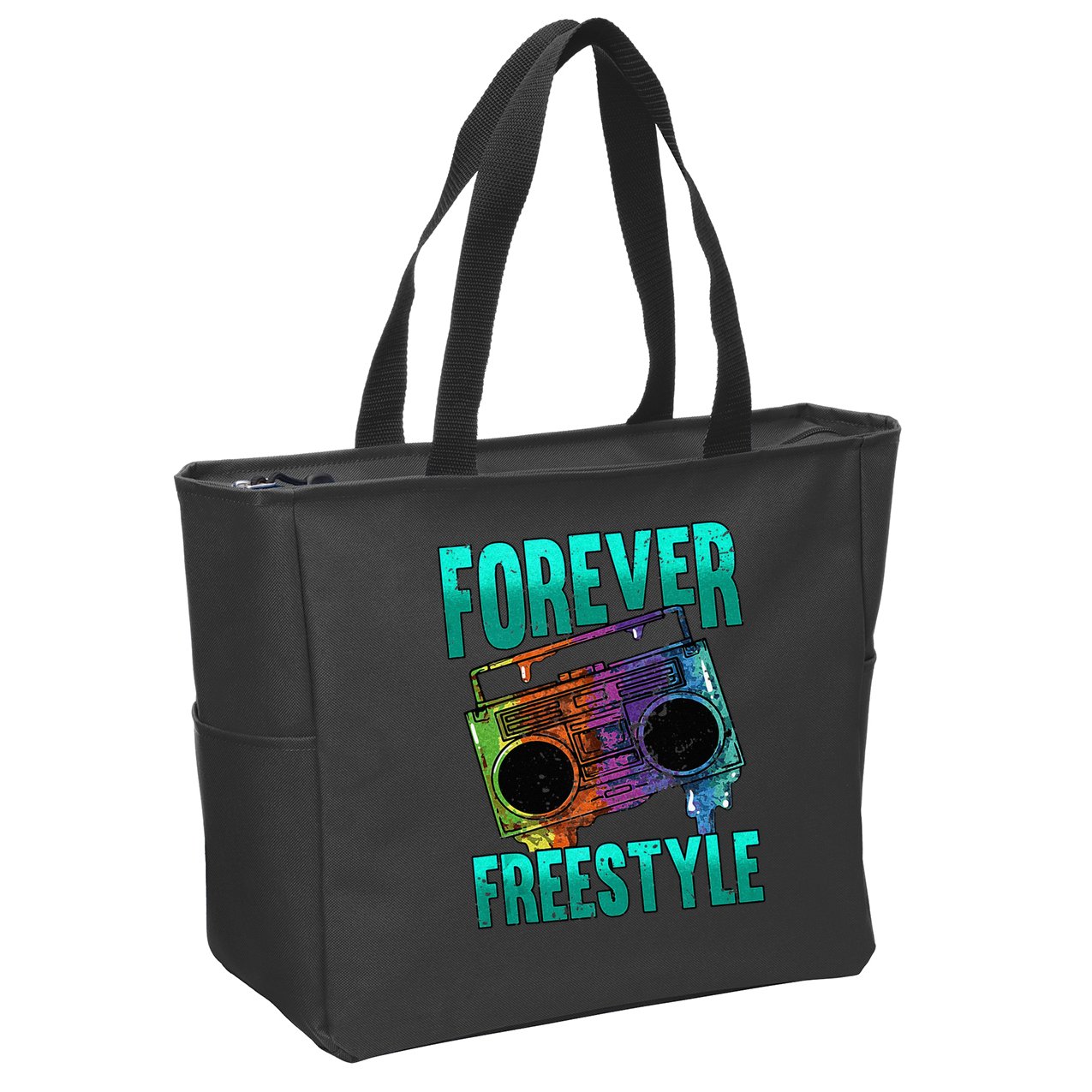 Forever Freestyle Hip Hop Old School Boombox Zip Tote Bag
