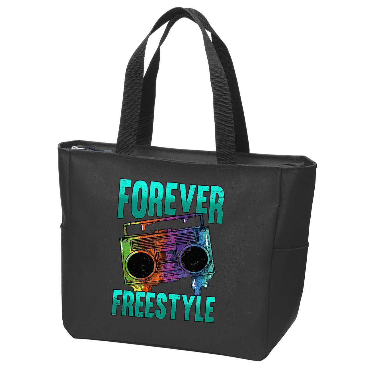 Forever Freestyle Hip Hop Old School Boombox Zip Tote Bag