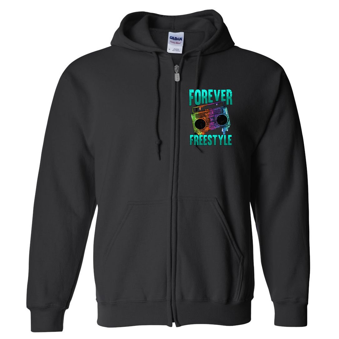 Forever Freestyle Hip Hop Old School Boombox Full Zip Hoodie