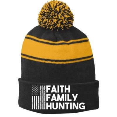 Faith Family Hunting Stripe Pom Pom Beanie