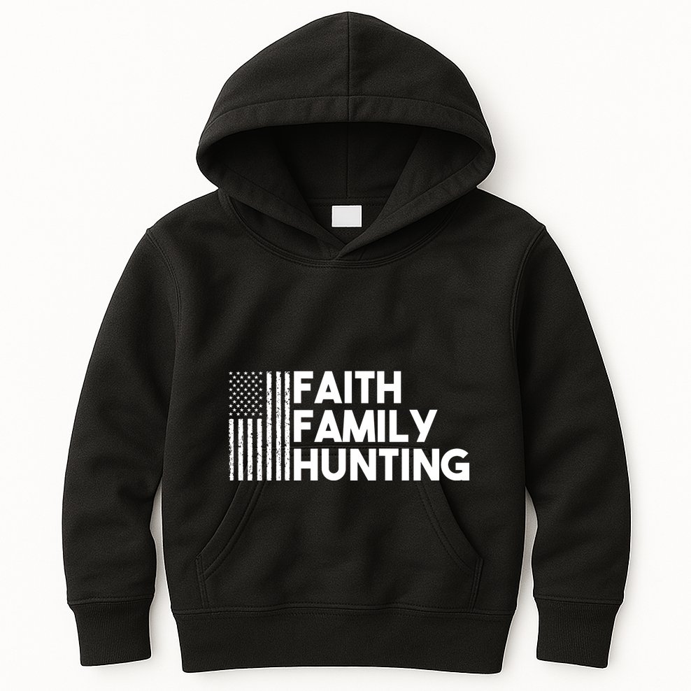 Faith Family Hunting Kids Hoodie