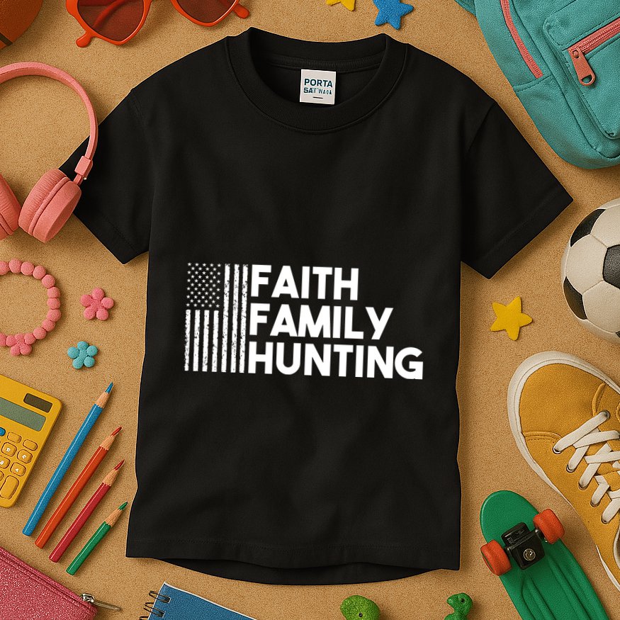 Faith Family Hunting Kids T-Shirt