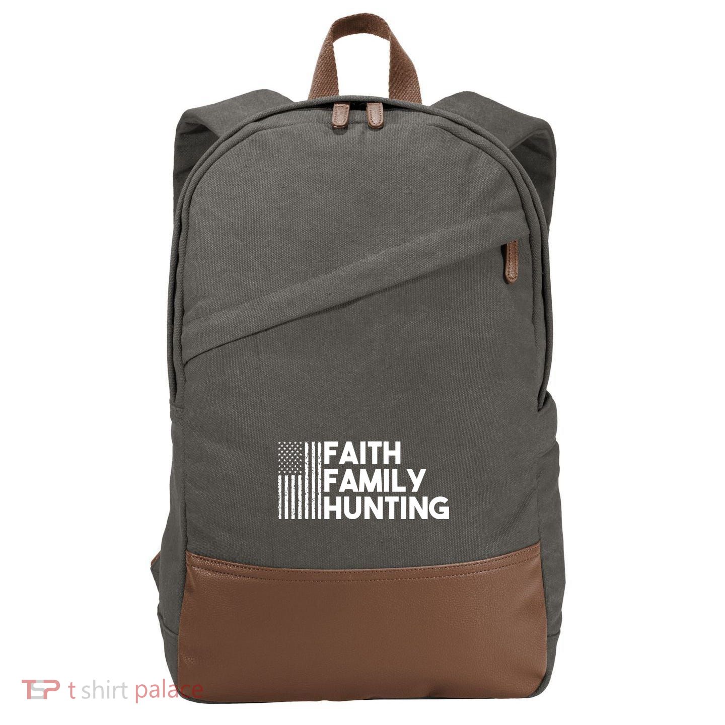 Faith Family Hunting Cotton Canvas Backpack