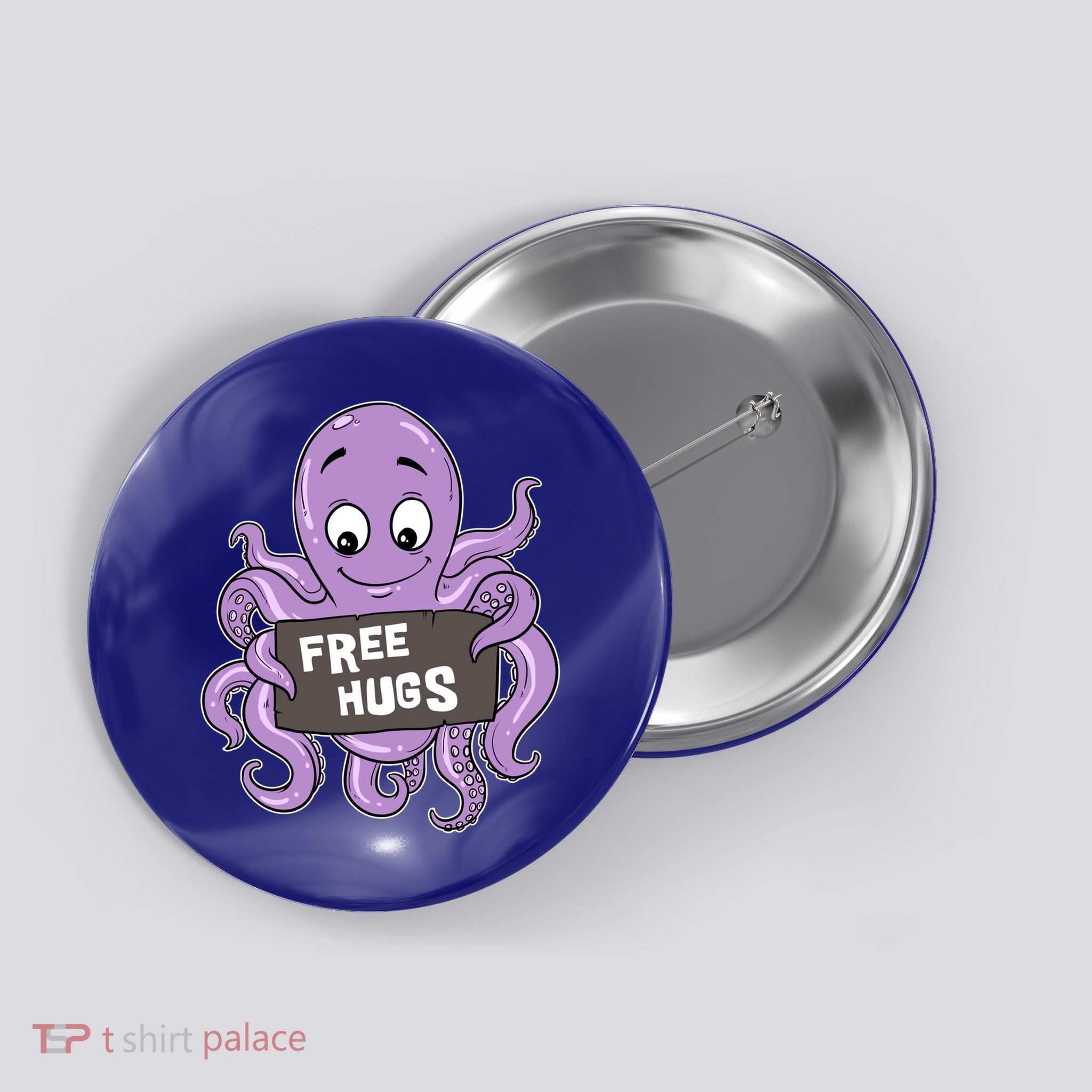 Funny Free Hugs Octopus Cuttlefish Hug Embrace Hugging Funny Gift Button