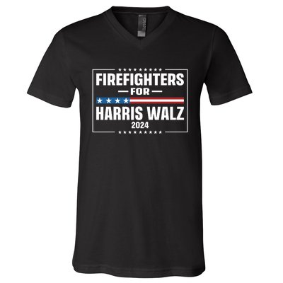 Firefighters For Harris Walz 2024 V-Neck T-Shirt