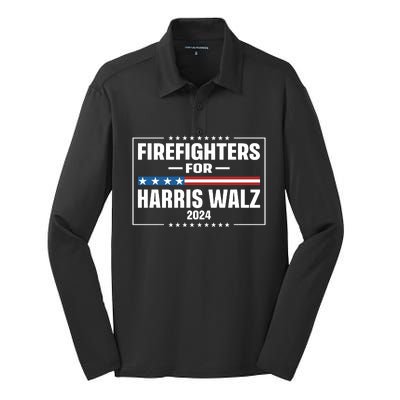 Firefighters For Harris Walz 2024 Silk Touch Performance Long Sleeve Polo