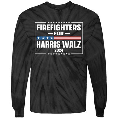 Firefighters For Harris Walz 2024 Tie-Dye Long Sleeve Shirt