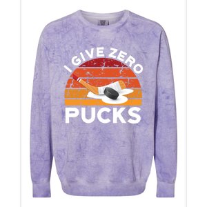 Funny Field Hockey Sports Pun Design I Give Zero Pucks Funny Gift Colorblast Crewneck Sweatshirt