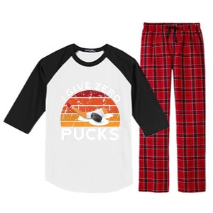 Funny Field Hockey Sports Pun Design I Give Zero Pucks Funny Gift Raglan Sleeve Pajama Set