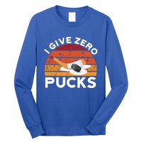 Funny Field Hockey Sports Pun Design I Give Zero Pucks Funny Gift Long Sleeve Shirt