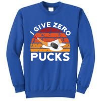 Funny Field Hockey Sports Pun Design I Give Zero Pucks Funny Gift Sweatshirt