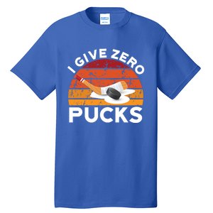 Funny Field Hockey Sports Pun Design I Give Zero Pucks Funny Gift Tall T-Shirt