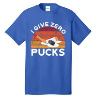 Funny Field Hockey Sports Pun Design I Give Zero Pucks Funny Gift Tall T-Shirt