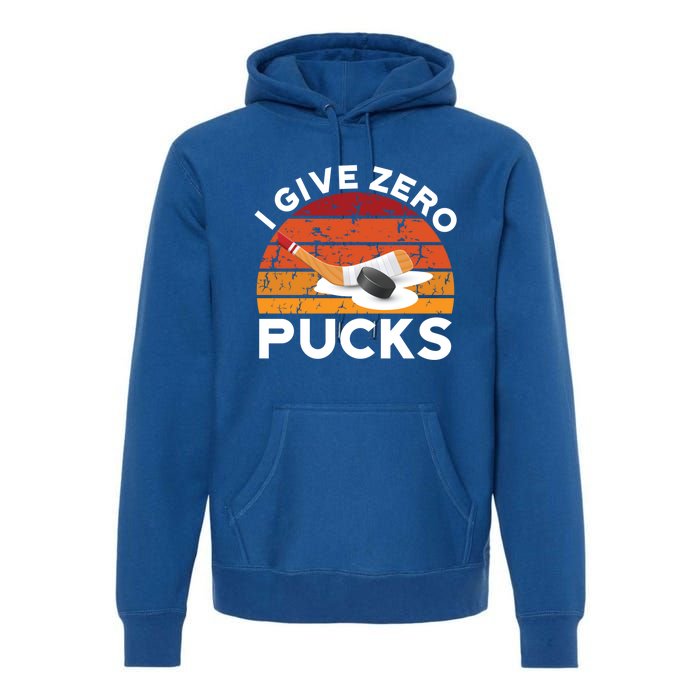 Funny Field Hockey Sports Pun Design I Give Zero Pucks Funny Gift Premium Hoodie