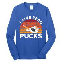 Funny Field Hockey Sports Pun Design I Give Zero Pucks Funny Gift Tall Long Sleeve T-Shirt