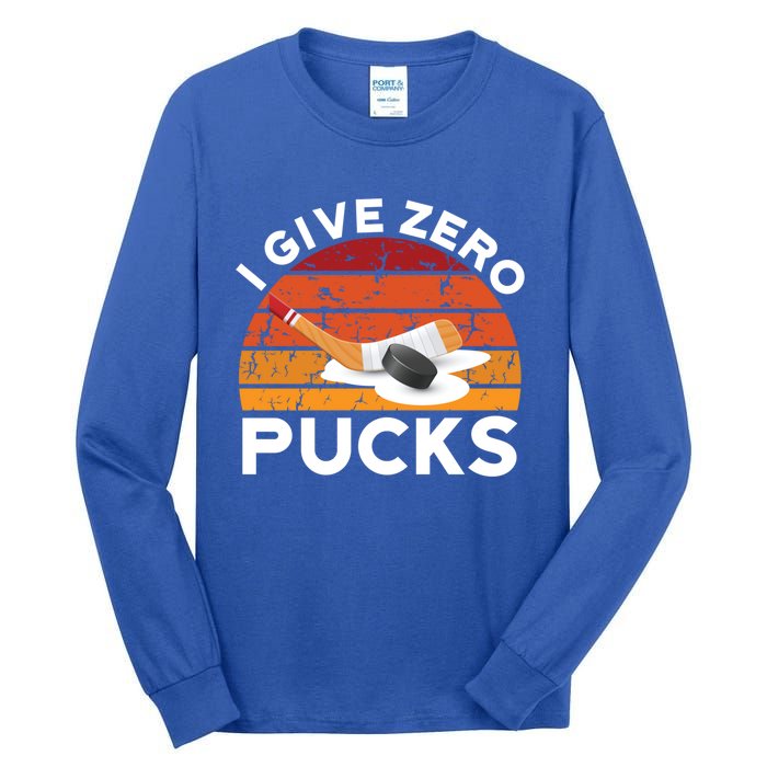 Funny Field Hockey Sports Pun Design I Give Zero Pucks Funny Gift Tall Long Sleeve T-Shirt