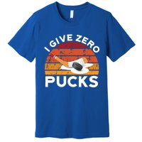 Funny Field Hockey Sports Pun Design I Give Zero Pucks Funny Gift Premium T-Shirt